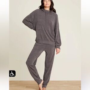 SET Barefoot Dreams Funnel Neck Hooded Pullover AND pants - Mineral